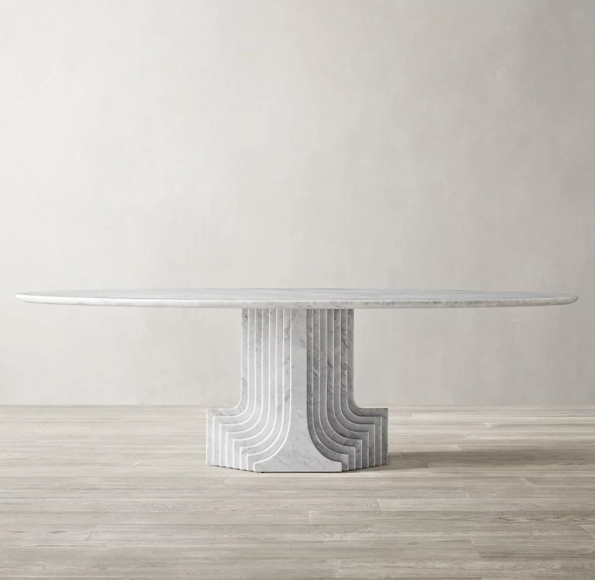 Streda Oval Dining Table – Sculptural Statement Piece in Travertine or Marble