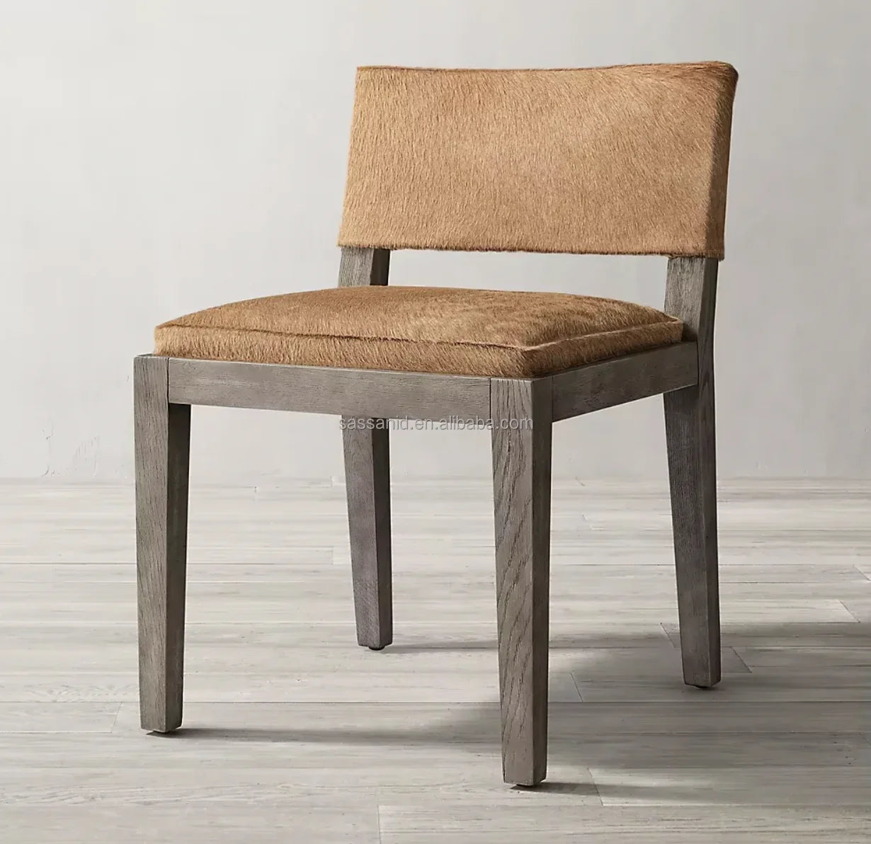 French Art Deco Dining Side Chair – Hair-on-Hide Oak Statement Piece