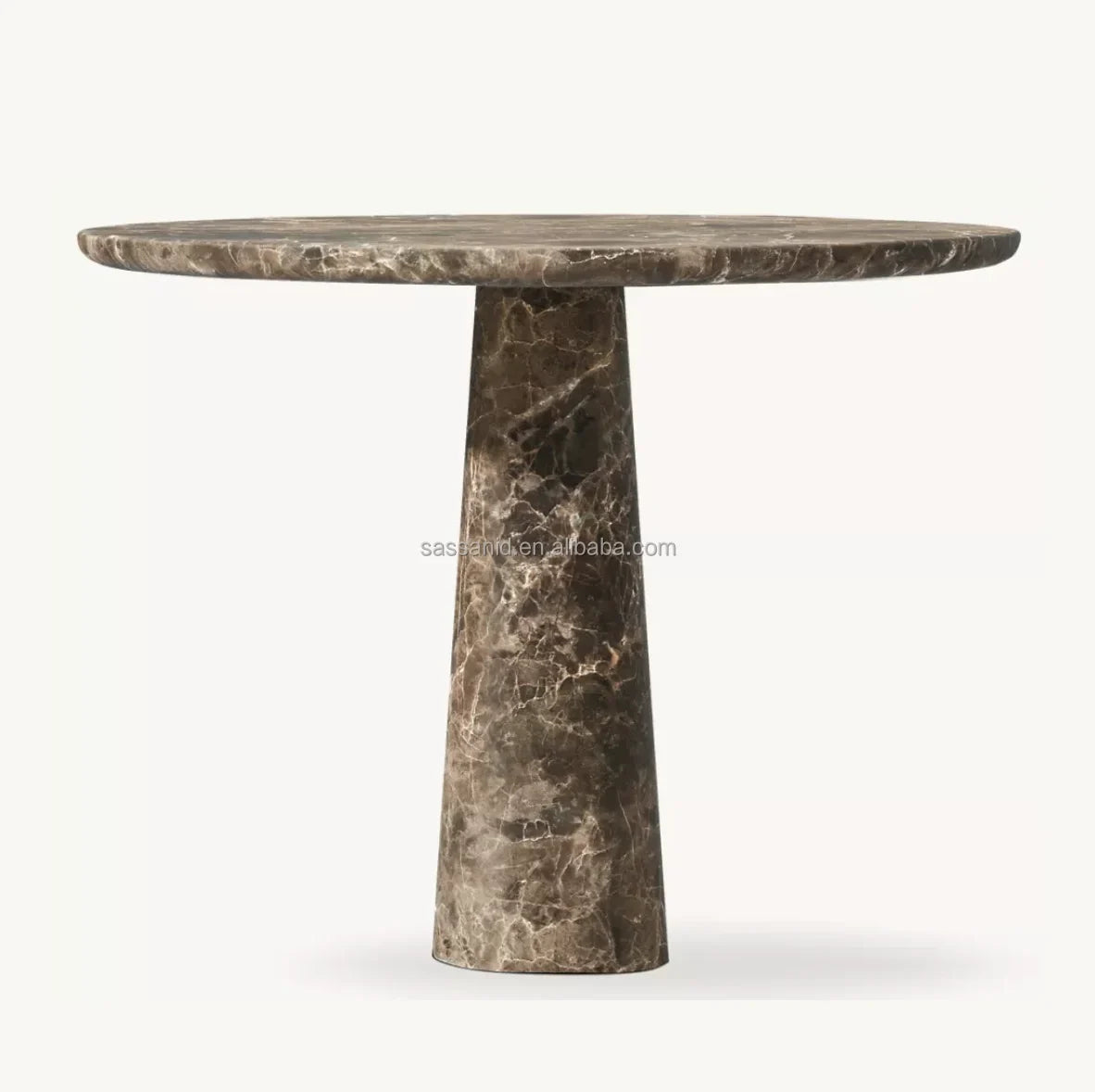 Round Dining Table – Honed Italian Carrara Marble Contemporary Statement Piece