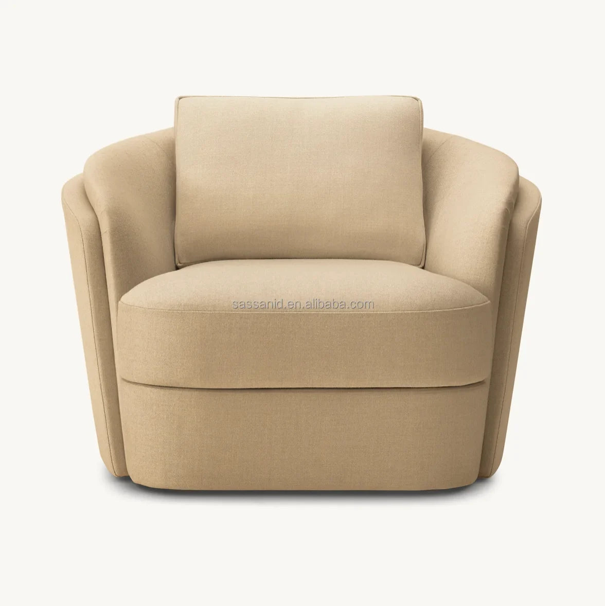 Sculptural Swivel Club Chair – Postmodern Performance Fabric Statement Piece C626
