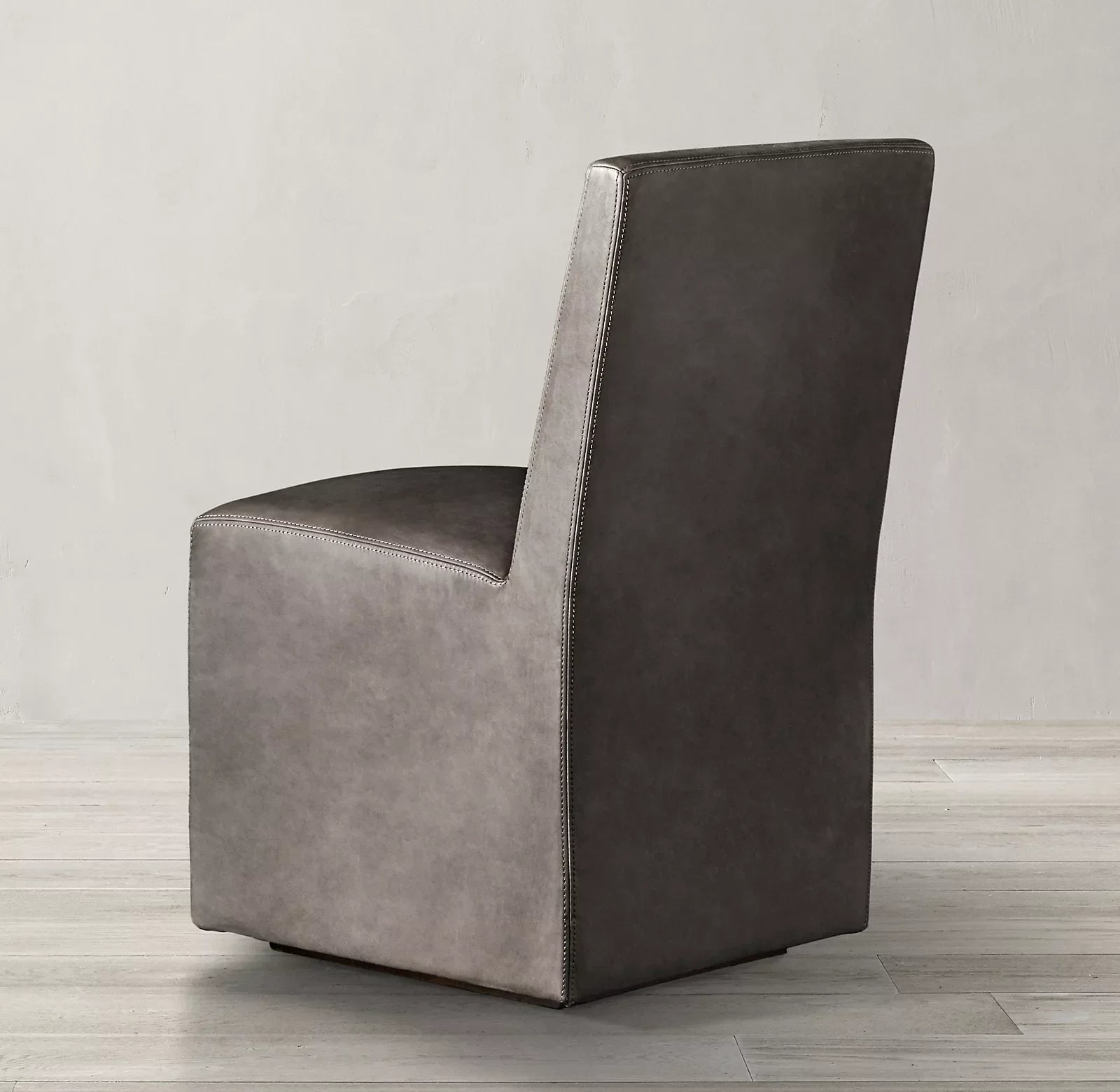 Dining Side Chair 18"W x 24"D x 33"H – Midcentury Geometric Leather and Solid Oak Ellis Statement Piece | 102193256937
