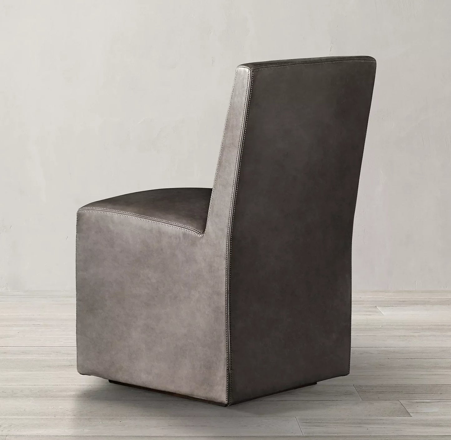 Ellis Dining Side Chair – Midcentury Geometric Solid Oak Italian Leather