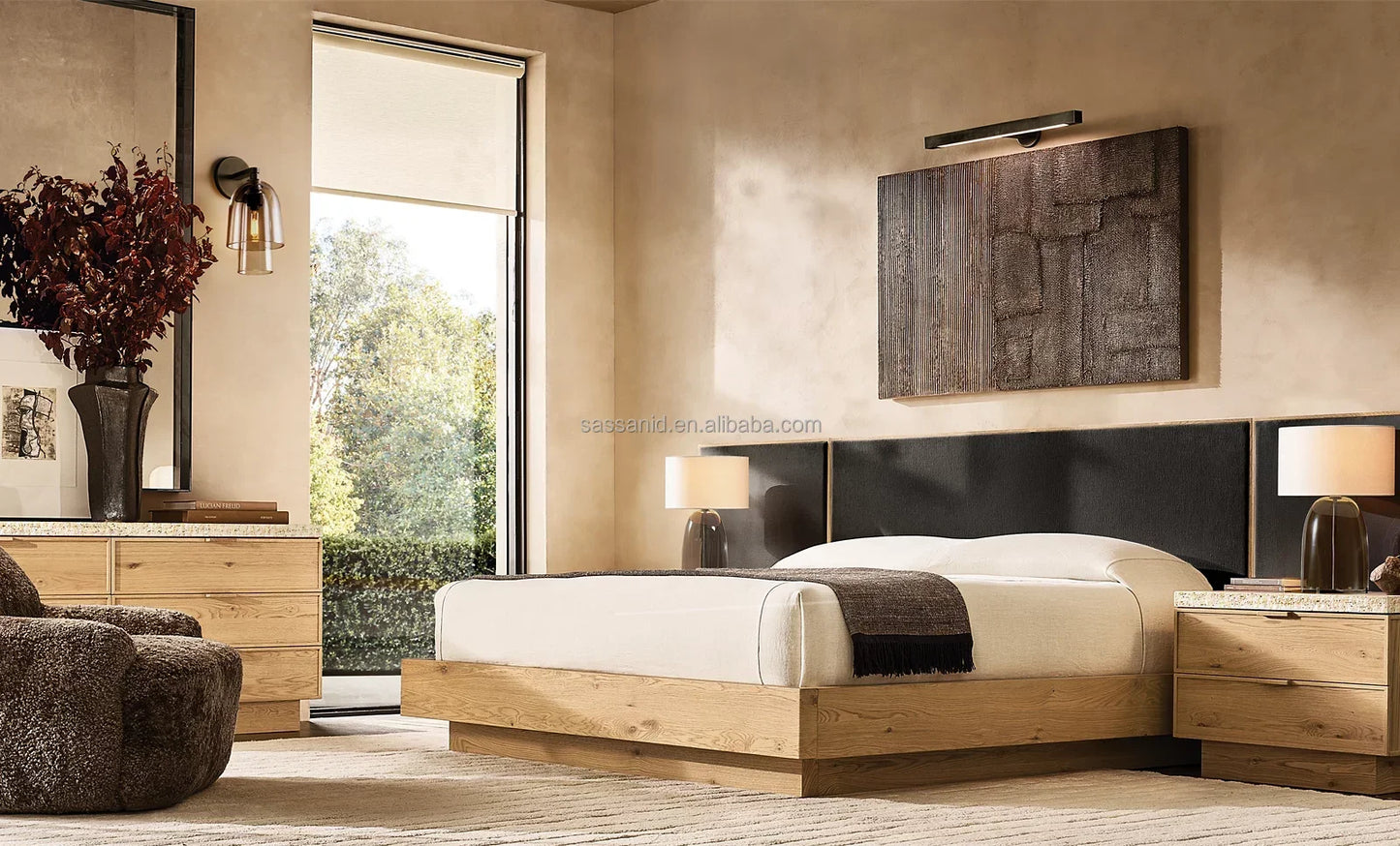 Japanese Platform Bed – Extended Panel Oak – Minimalist Statement Piece