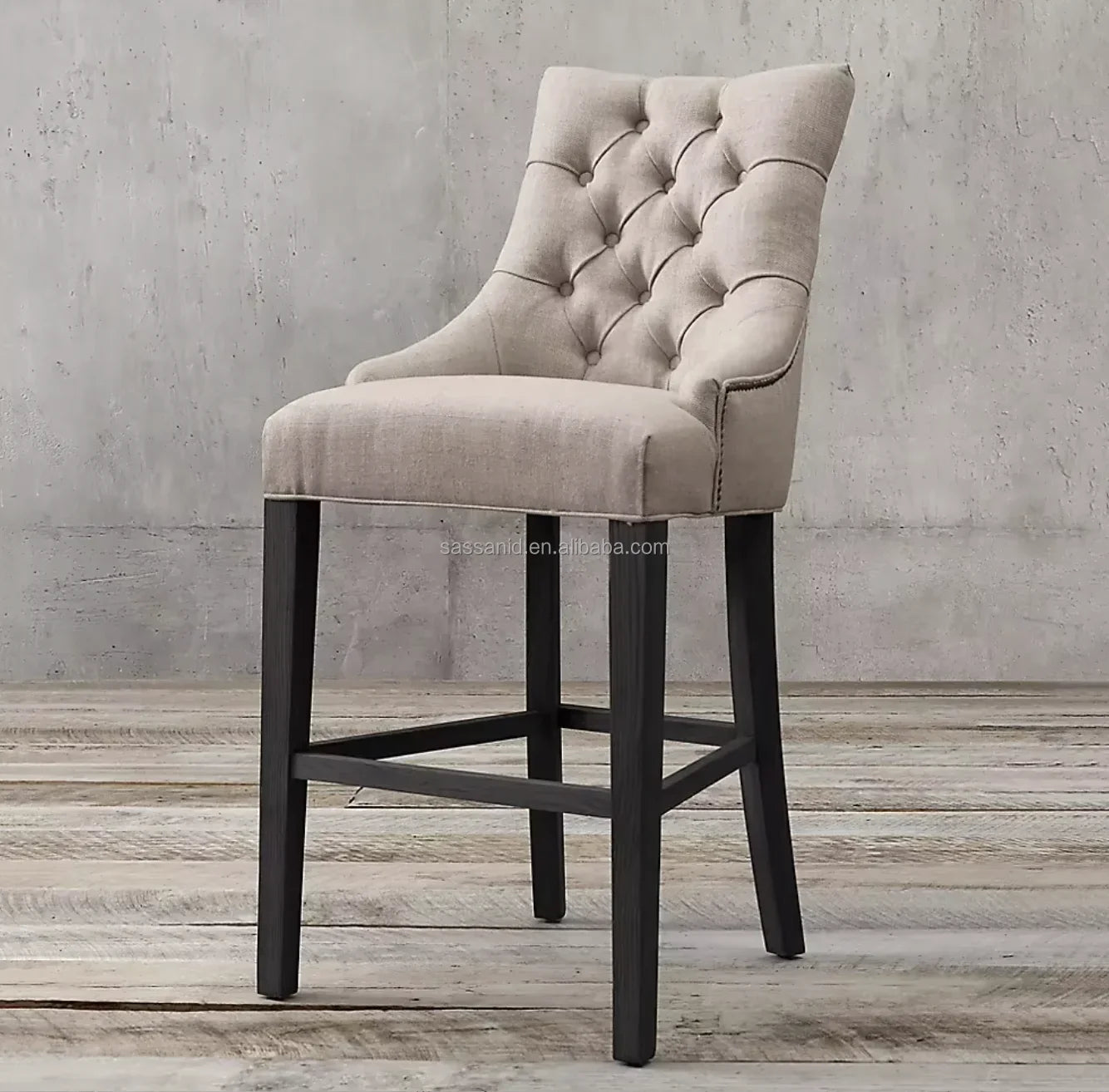 Bar & Counter Stool Tufted Fabric Oak Martine – Mid-Century Designer Furniture