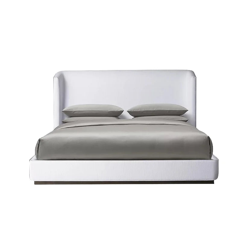 Modern Upholstered Platform Bed – Luxury Linen and Velvet Statement Piece