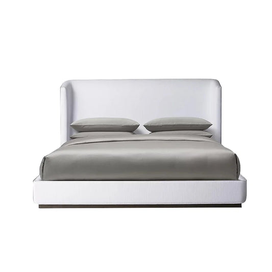 Modern Upholstered Platform Bed – Luxury Linen and Velvet Statement Piece