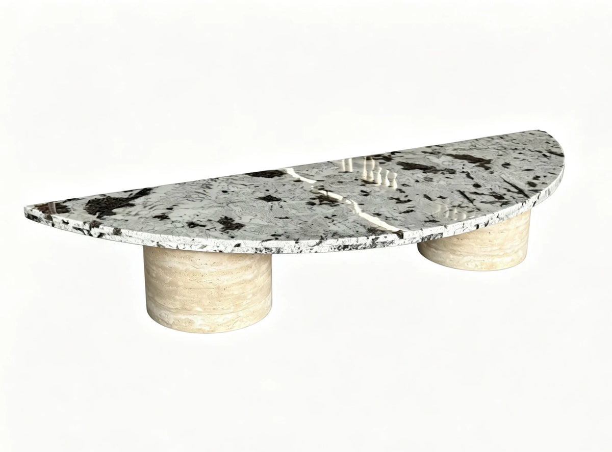 Luxury Half Moon Marble Coffee Table Modern Minimalist Elegant Italian Style for Villa