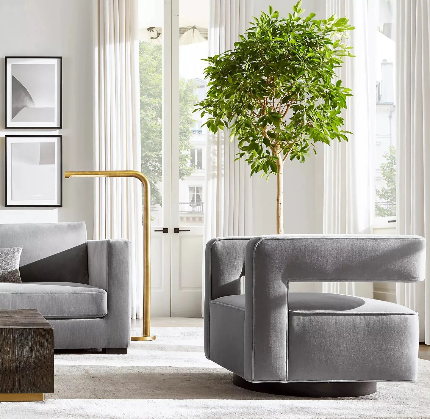 Swivel Chair – Cut-Out Open-Back with Metal Base – European Modern Luxury