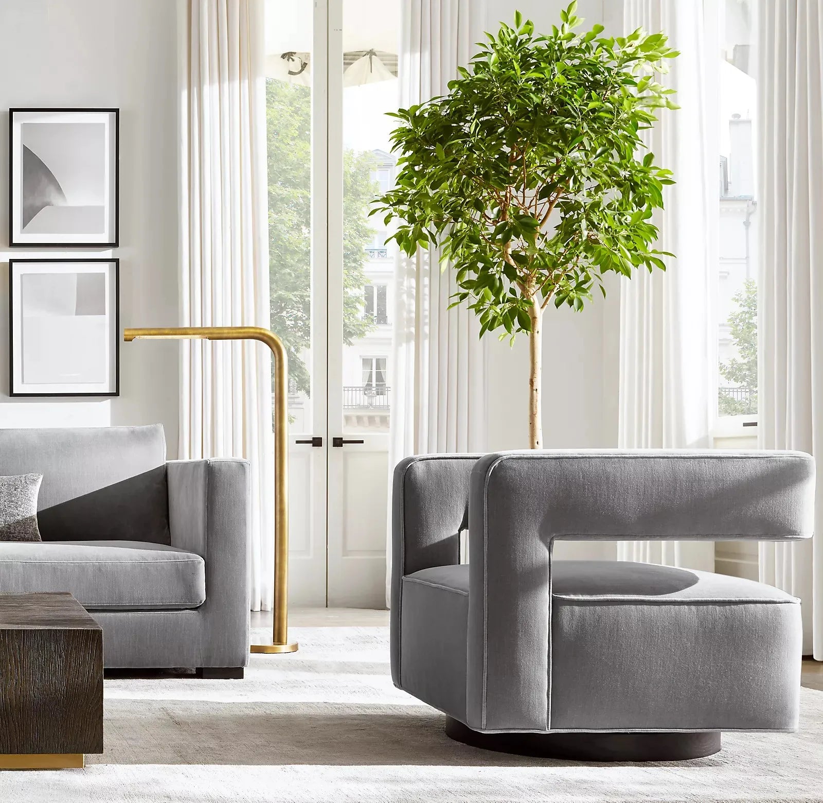 Swivel Chair – Cut-Out Open-Back with Metal Base – European Modern Luxury