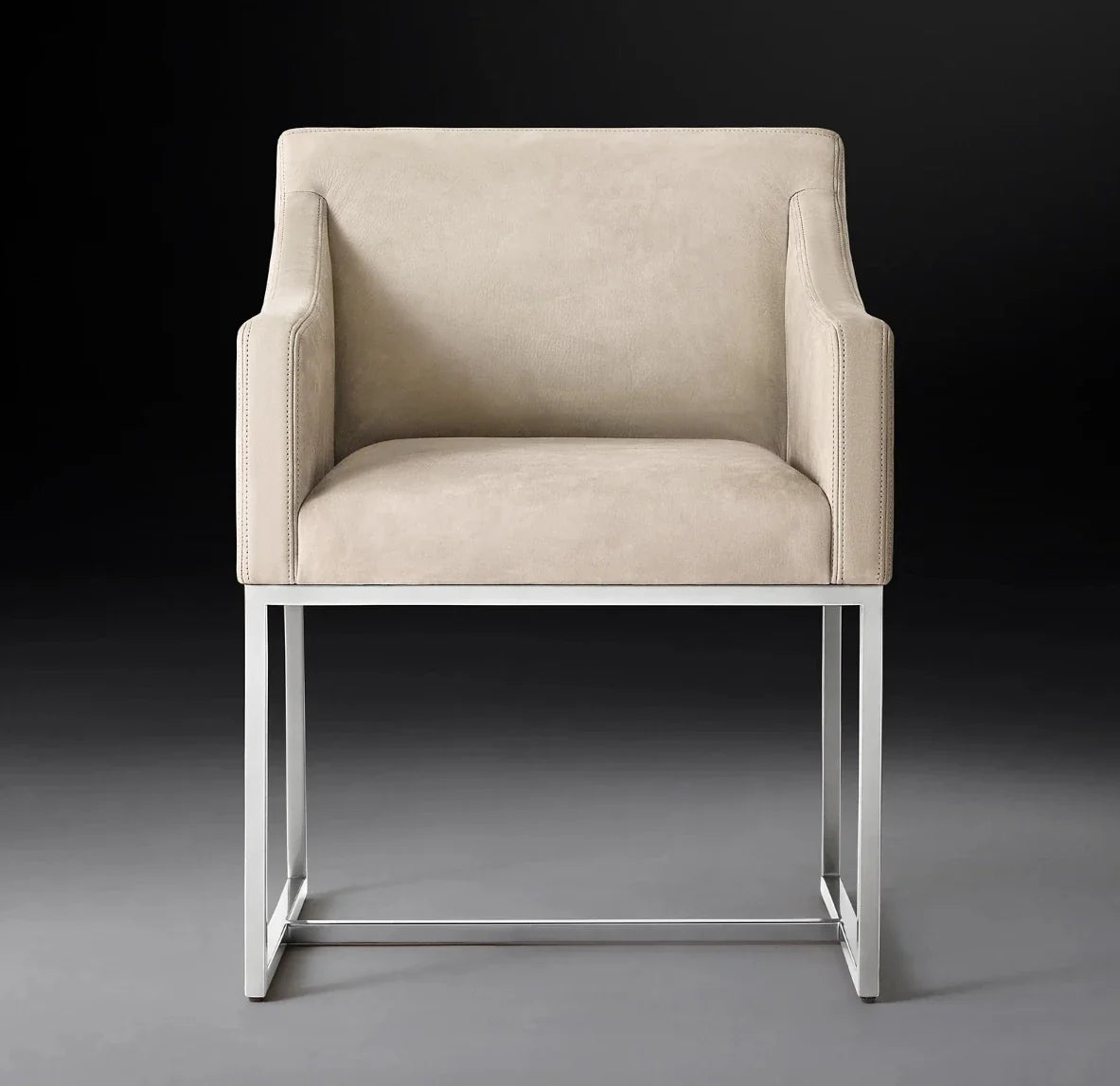 Dining Armchair – Emery Slope Arm Leather Midcentury European Statement Piece