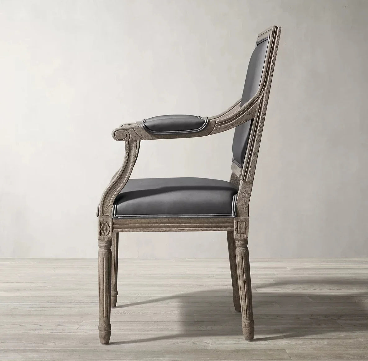 Vintage Leather Dining Armchair – Barrel Seat Solid Oak Statement Piece