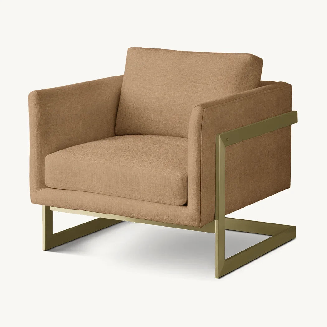 Milo Lounge Chair – Grid-Tufted Statement Piece in Brass or Polished Steel