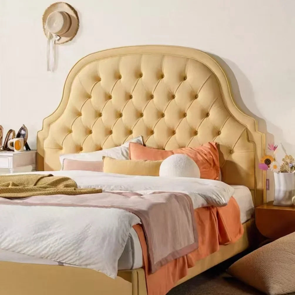 Leather Bed – Button-Tufted French Retro Modern Minimalist Statement Piece