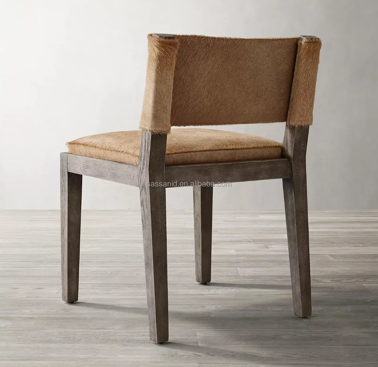 French Art Deco Dining Side Chair – Hair-on-Hide Oak Statement Piece