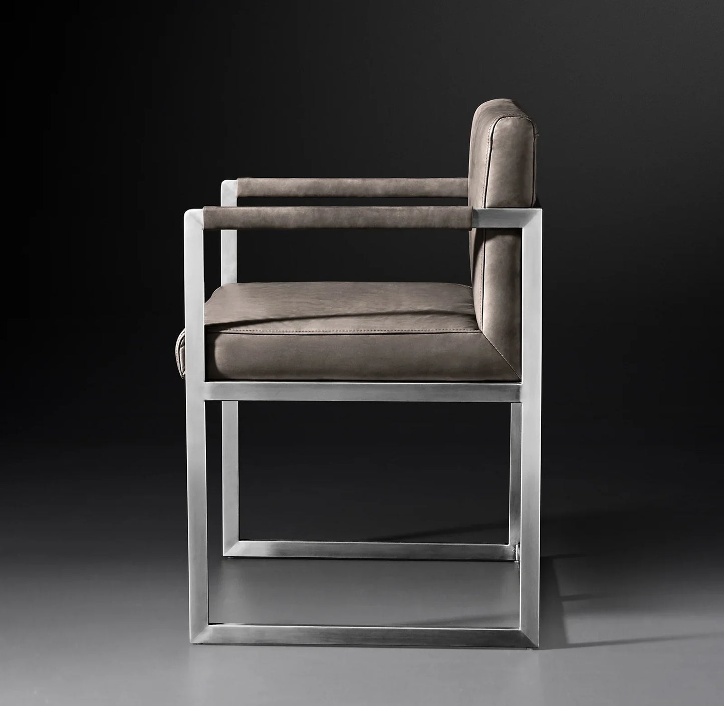 Wexler Square Dining Armchair – Mid-Century Modern Leather and Oak Statement Piece