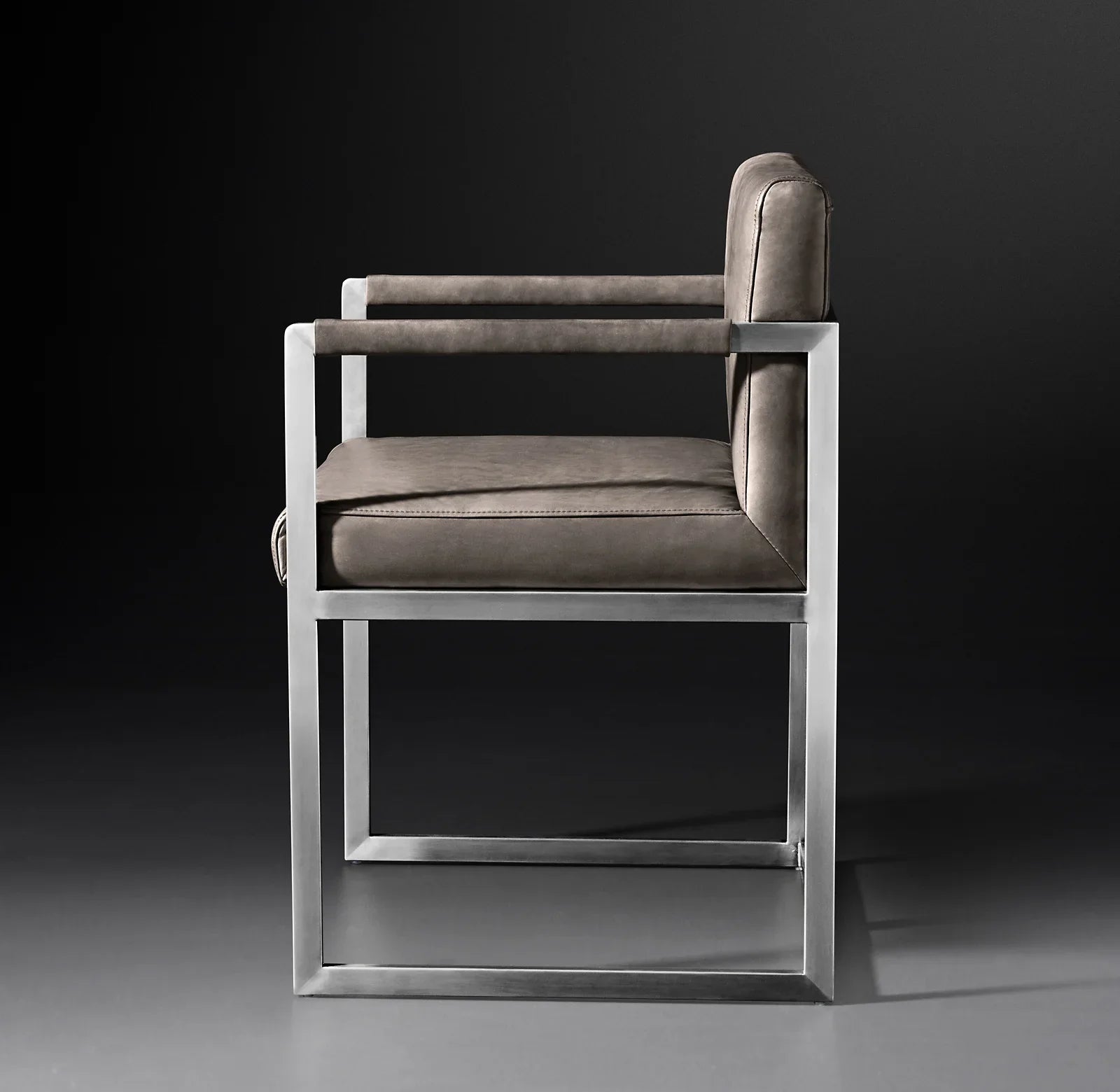 Wexler Square Dining Armchair – Mid-Century Modern Leather and Oak Statement Piece