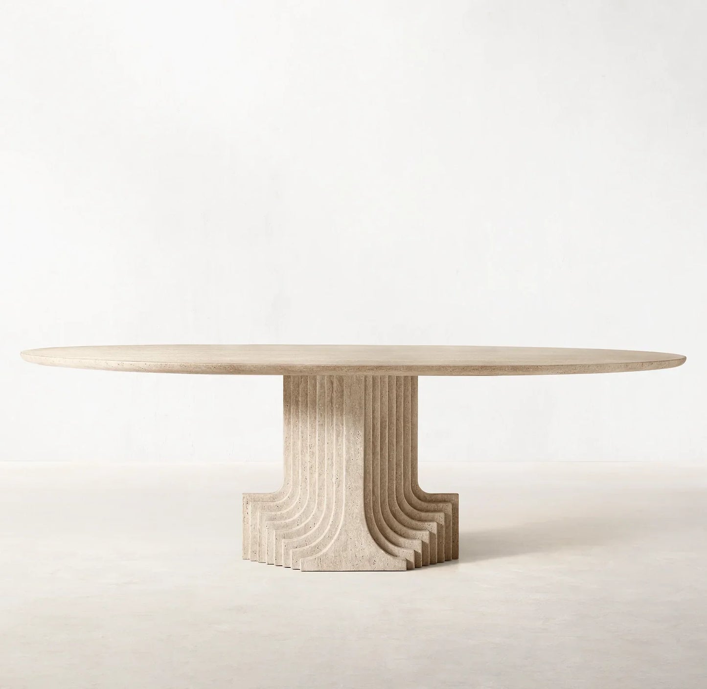 Streda Oval Dining Table – Sculptural Statement Piece in Travertine or Marble