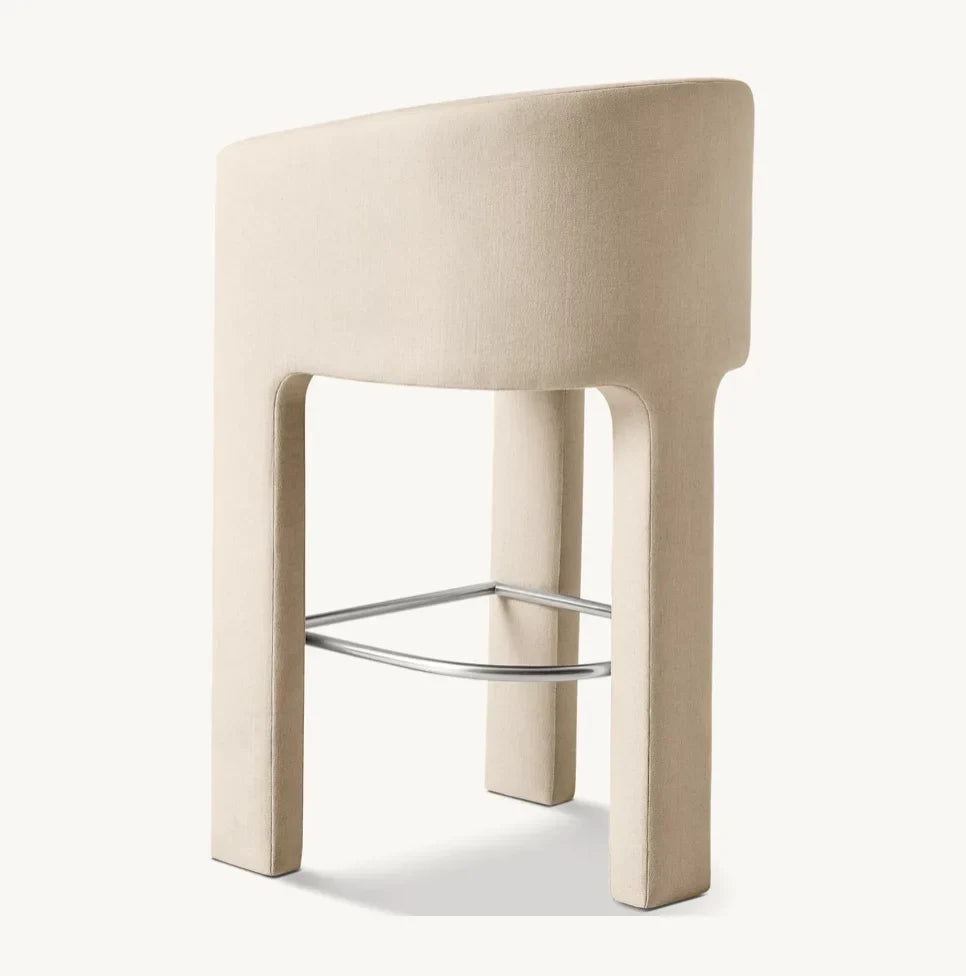 Upholstered Stool – Contemporary Architectural Design – Fabric Finish – Ines – Statement Piece