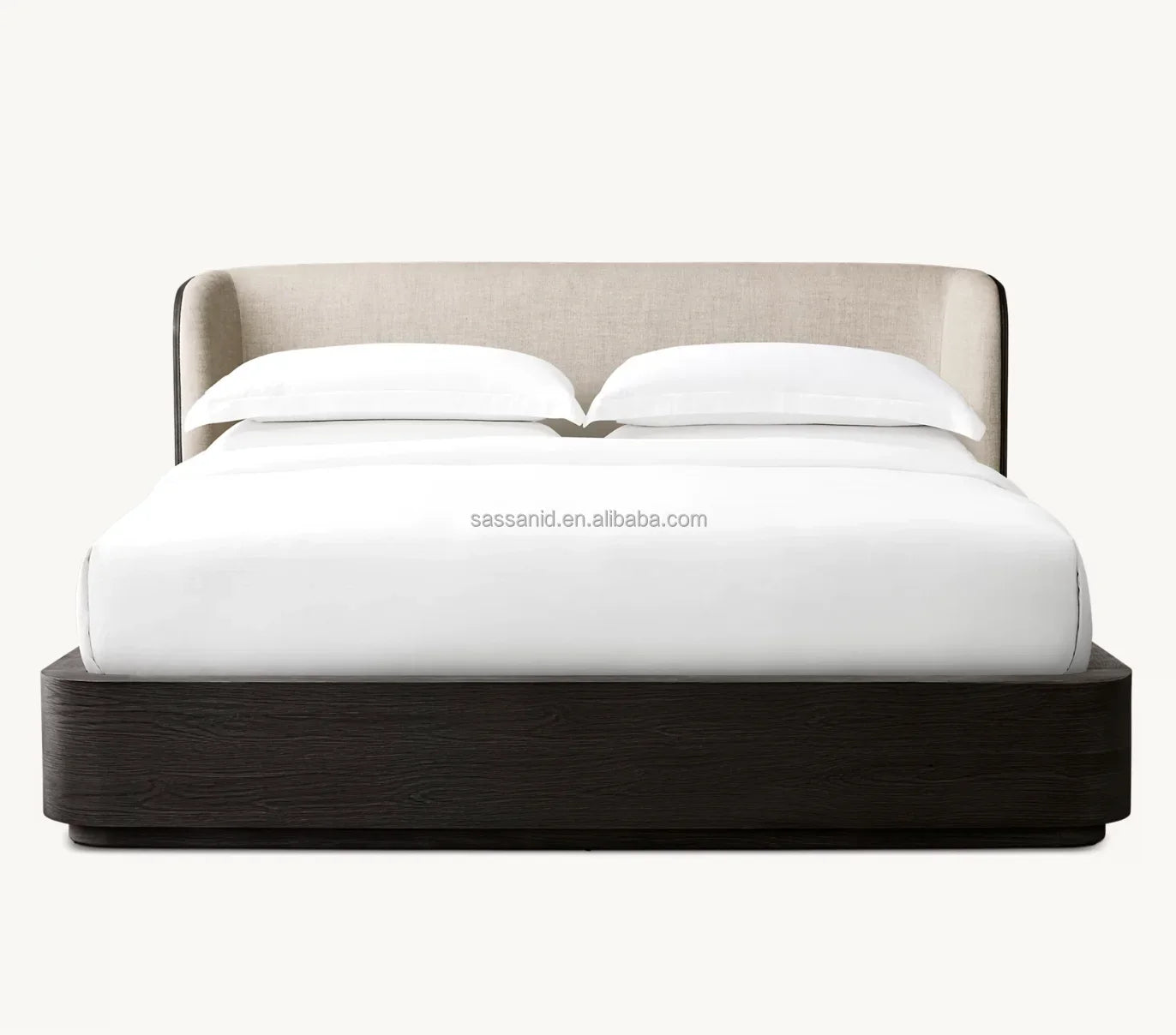 Platform Bed – Sculptural Shelter Design – Oak and Upholstery – Luxury Minimalist