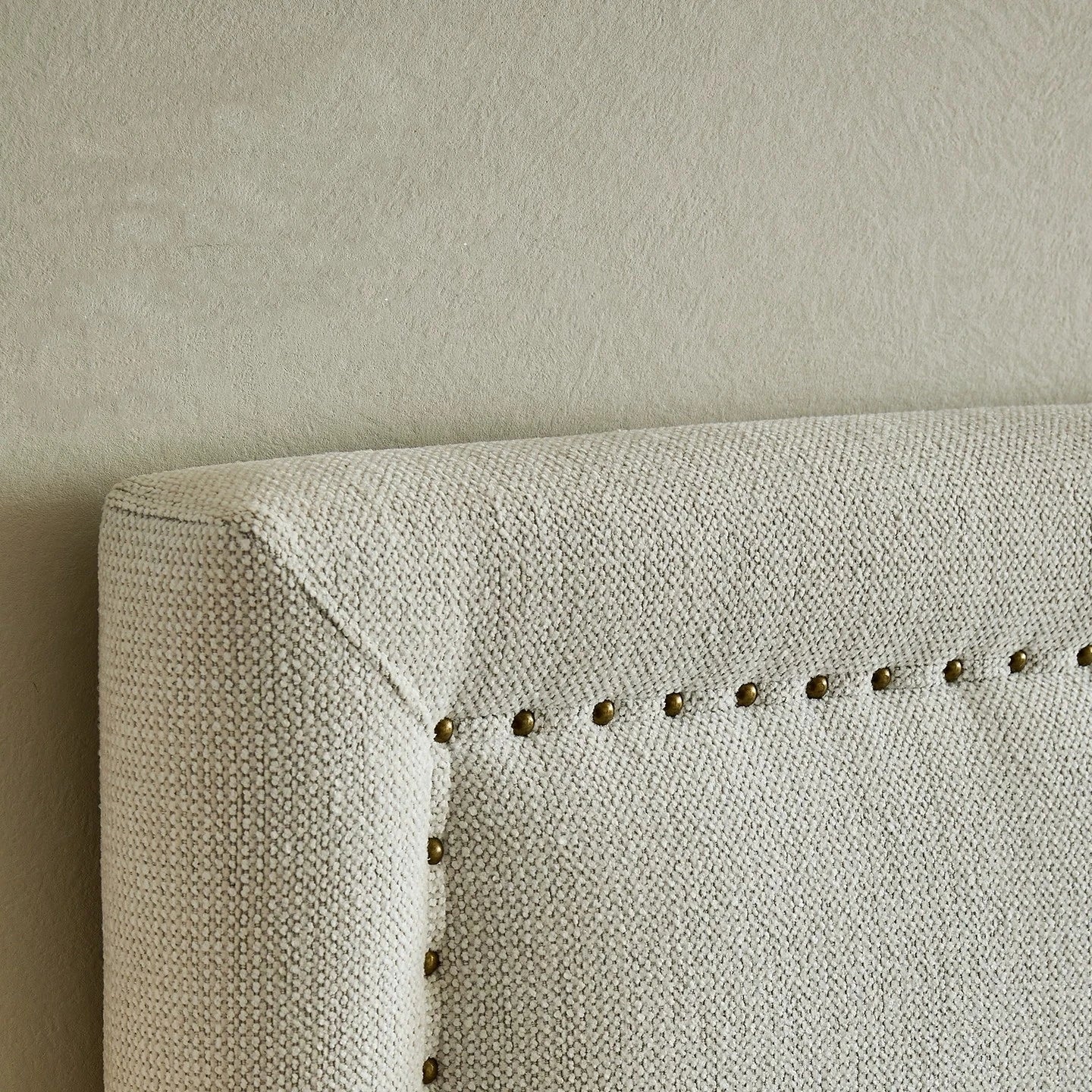 Upholstered Bed – High-Backrest Rice White Chenille Modern Statement Piece