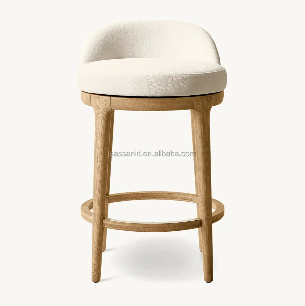 Midcentury Swivel Bar Stool – Solid Oak Minimalist European Design Statement Piece