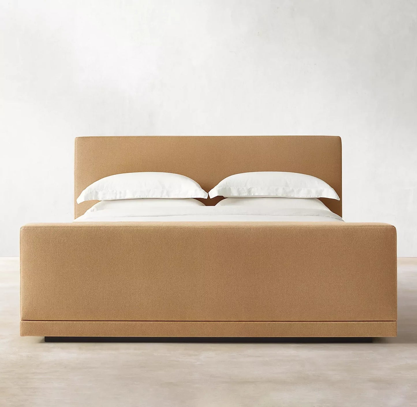 Contemporary Fabric Platform Bed – Plush Slipcovered Headboard Statement Piece