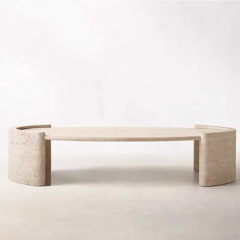 Luxury Oval Travertine Coffee Table Modern Italian Style for Villa