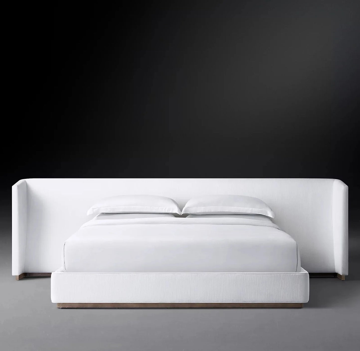 Upholstered Bed with Extended Headboard – Tufted Linen Modern Statement Piece
