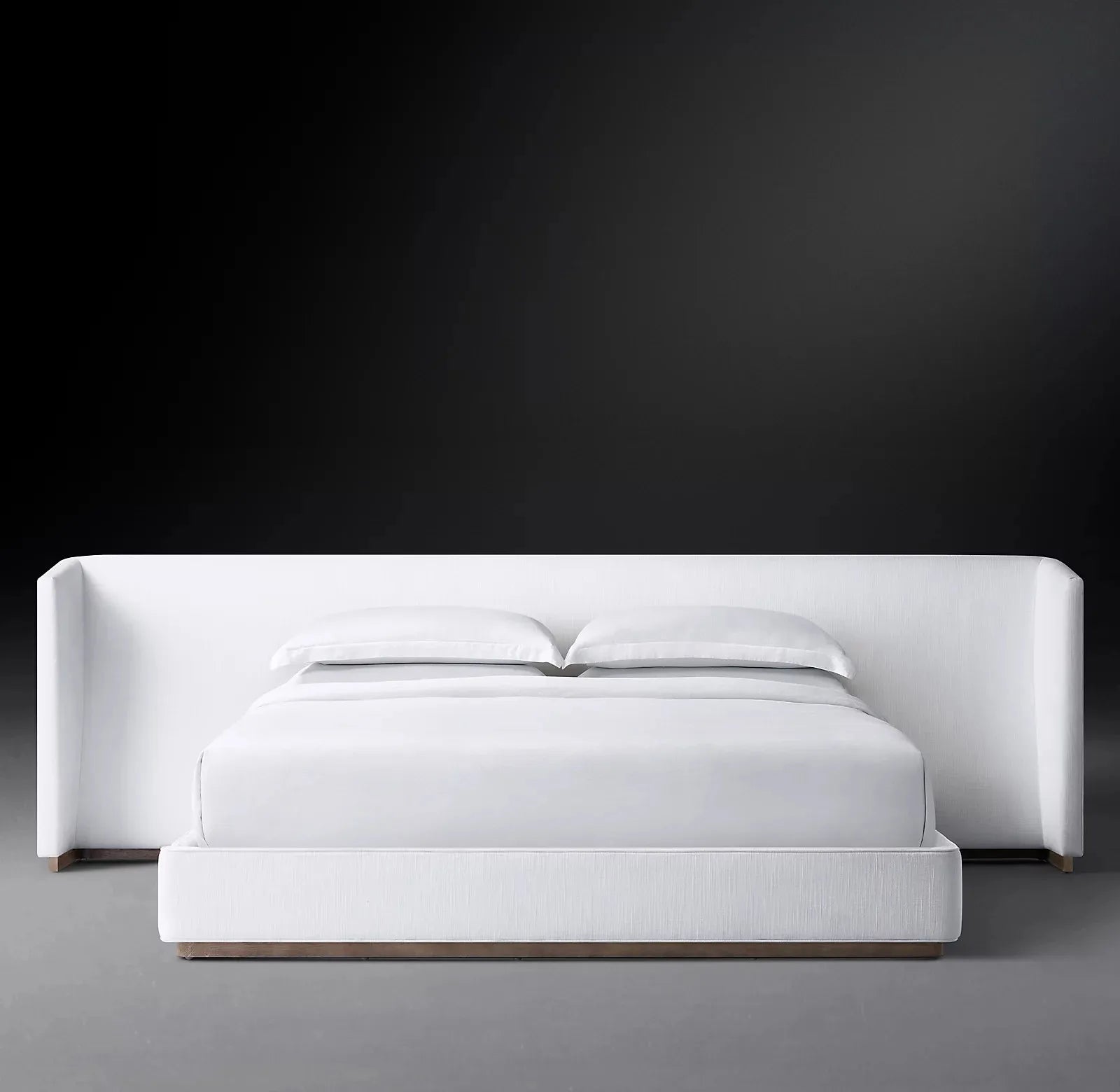 Upholstered Bed with Extended Headboard – Tufted Linen Modern Statement Piece