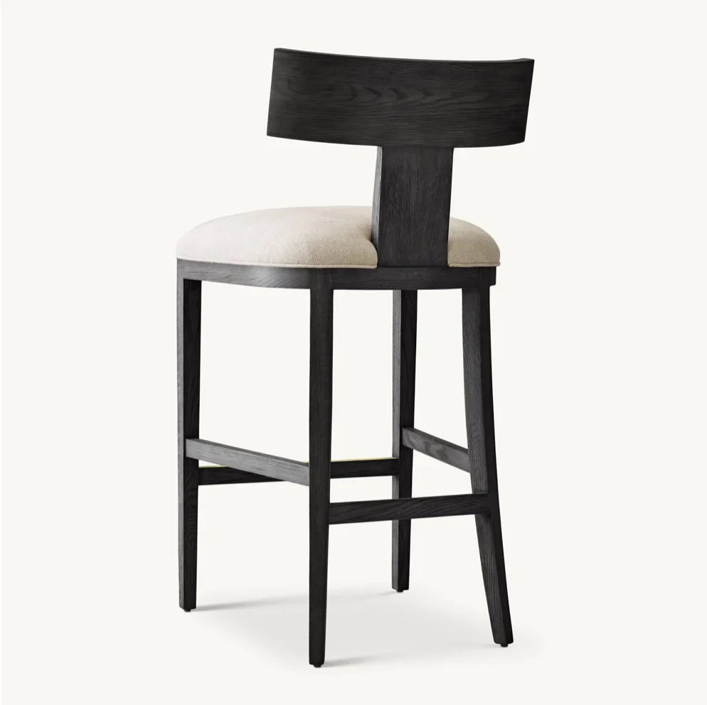 Klismos Bar Stool – Sculptural Form Black Solid Oak European Designer Piece