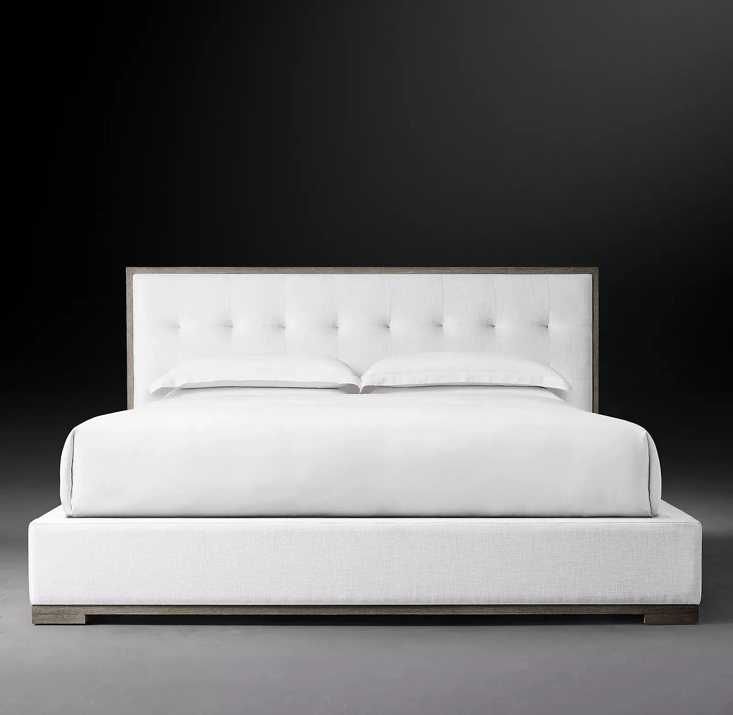Modern Platform Bed – Tufted Upholstered Frame in Linen or Velvet