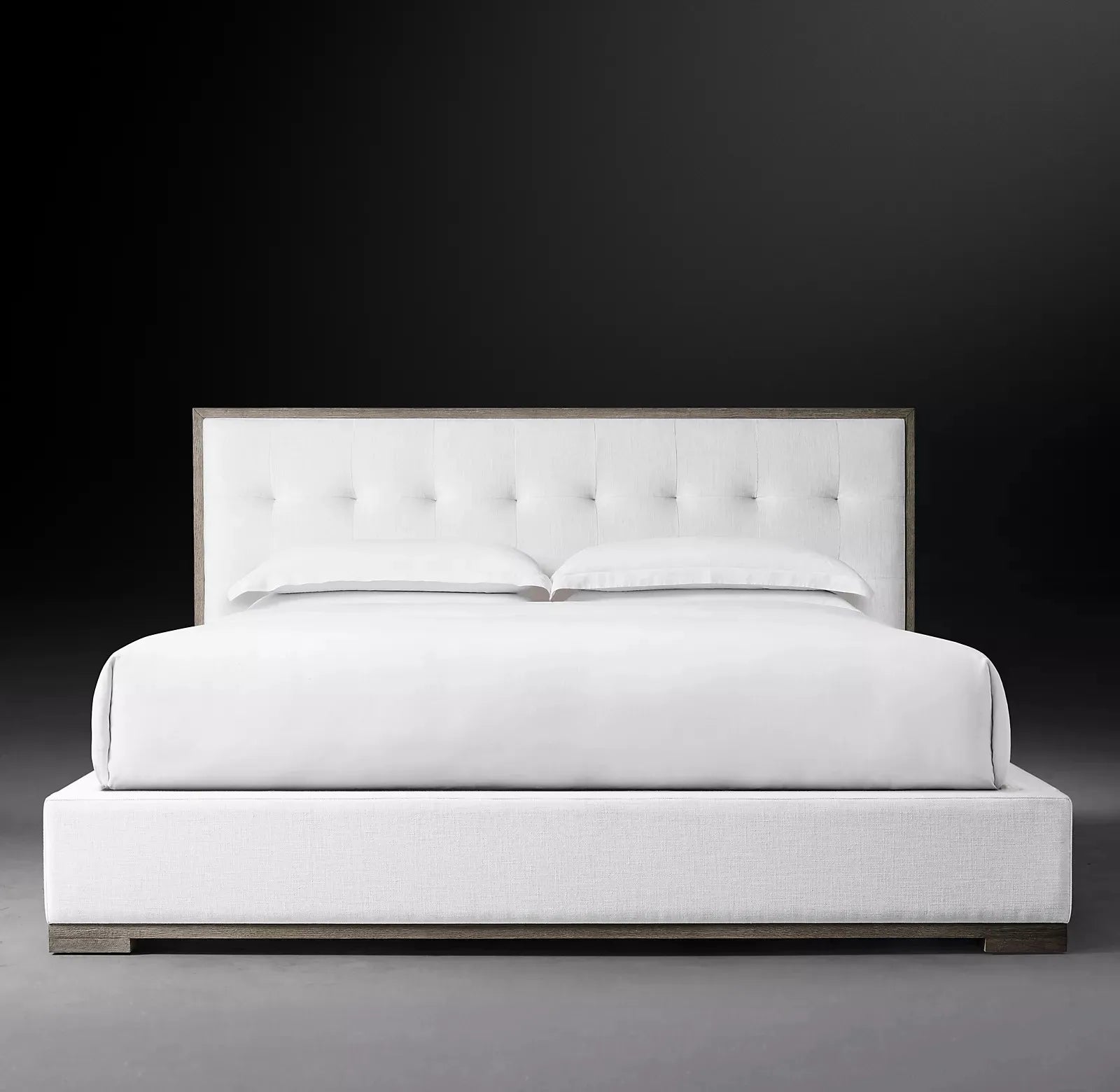 Modern Platform Bed – Tufted Upholstered Frame in Linen or Velvet