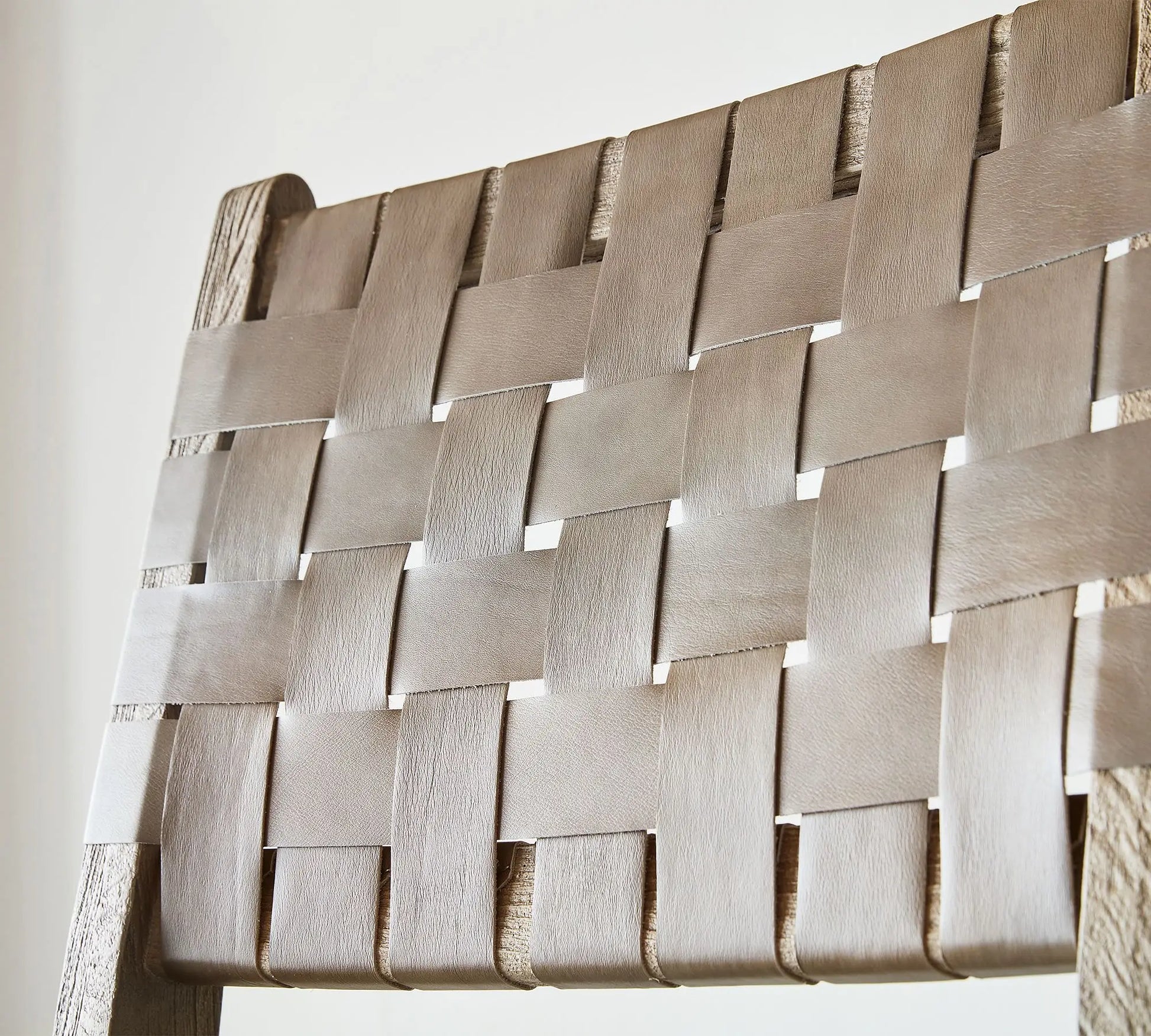 Woven Bar Stool – Sculptural Oak Frame Natural Leather Designer Piece | 1601085876553