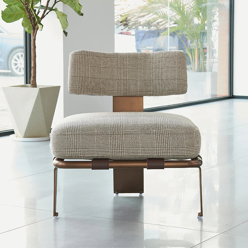 Modern Customisable Fabric Single Sofa with Solid Wood Frame in Light Gray