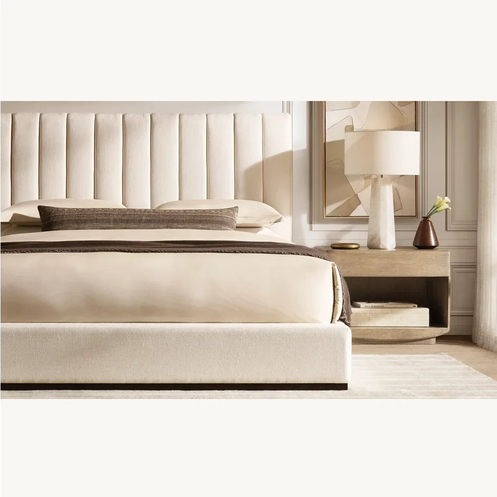 Marmont Channeled Fabric Platform Bed – Sculptural Upholstered Statement Piece