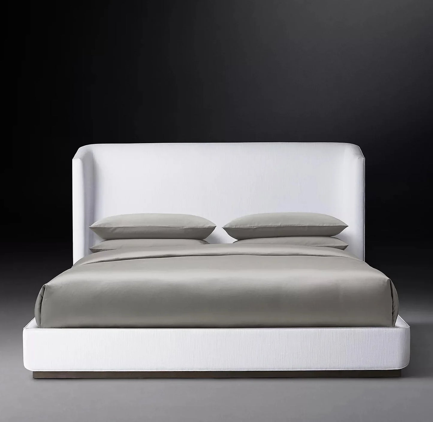 Modern Upholstered Platform Bed – Luxury Linen and Velvet Statement Piece
