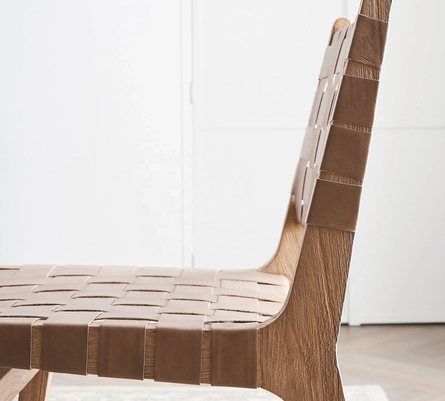 Dining Chair Woven Leather Oak White by Re Home – 85023-882
