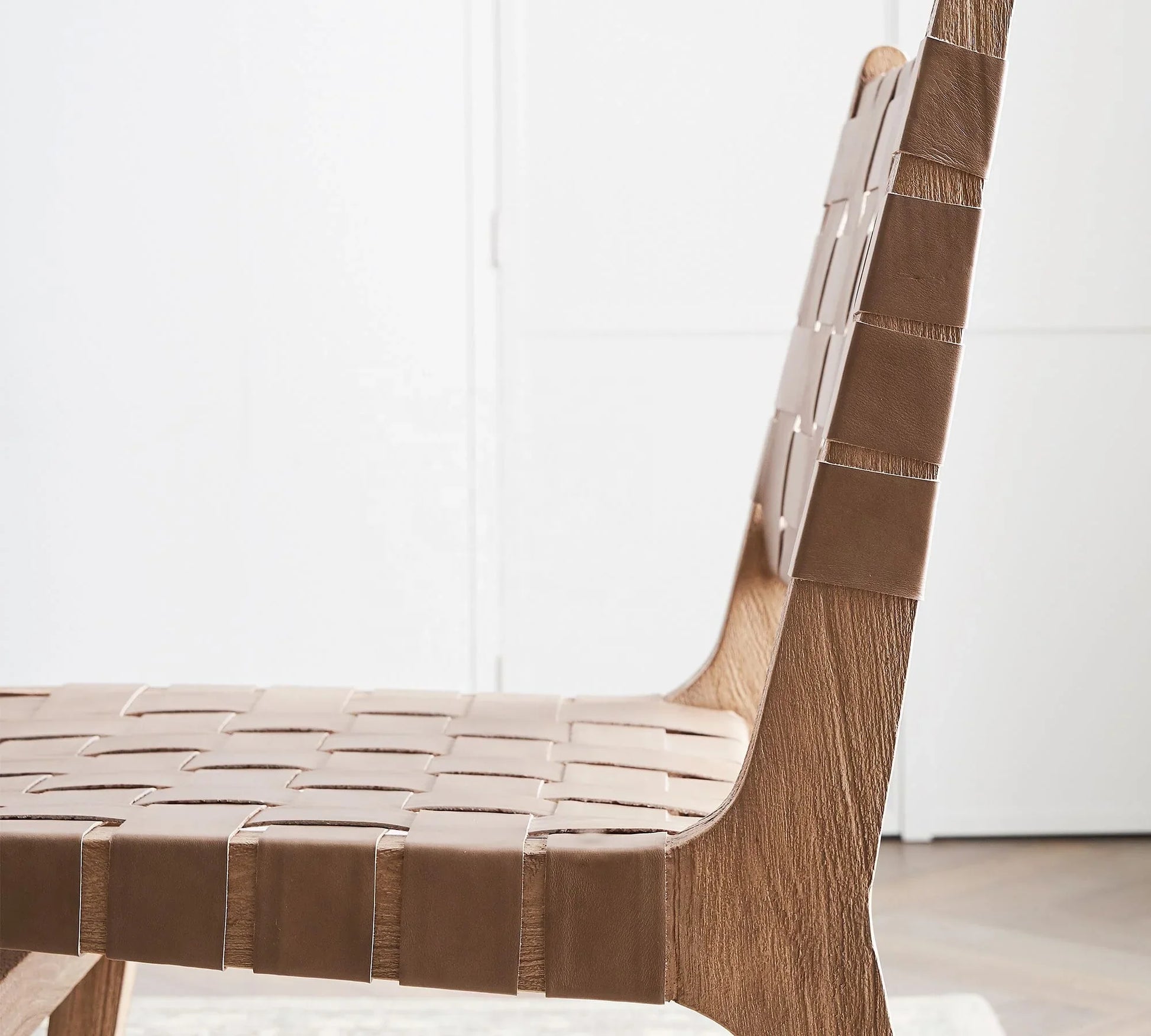 Dining Chair Woven Leather Oak White by Re Home – 85023-882