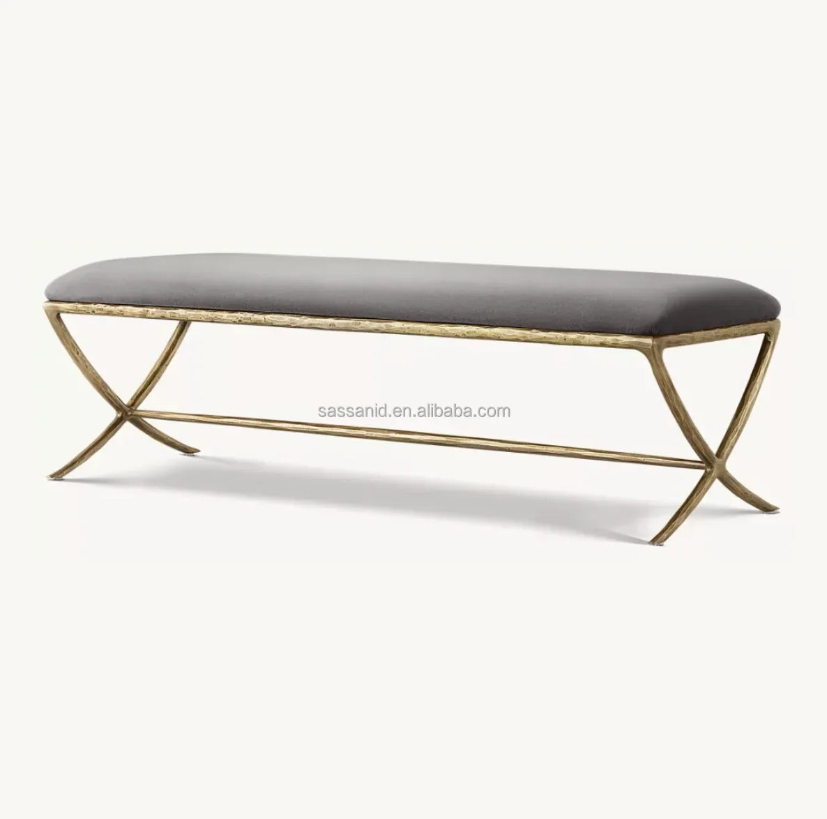 Hand-Forged Metal X-Base Bench – Luxury Brass Statement Piece