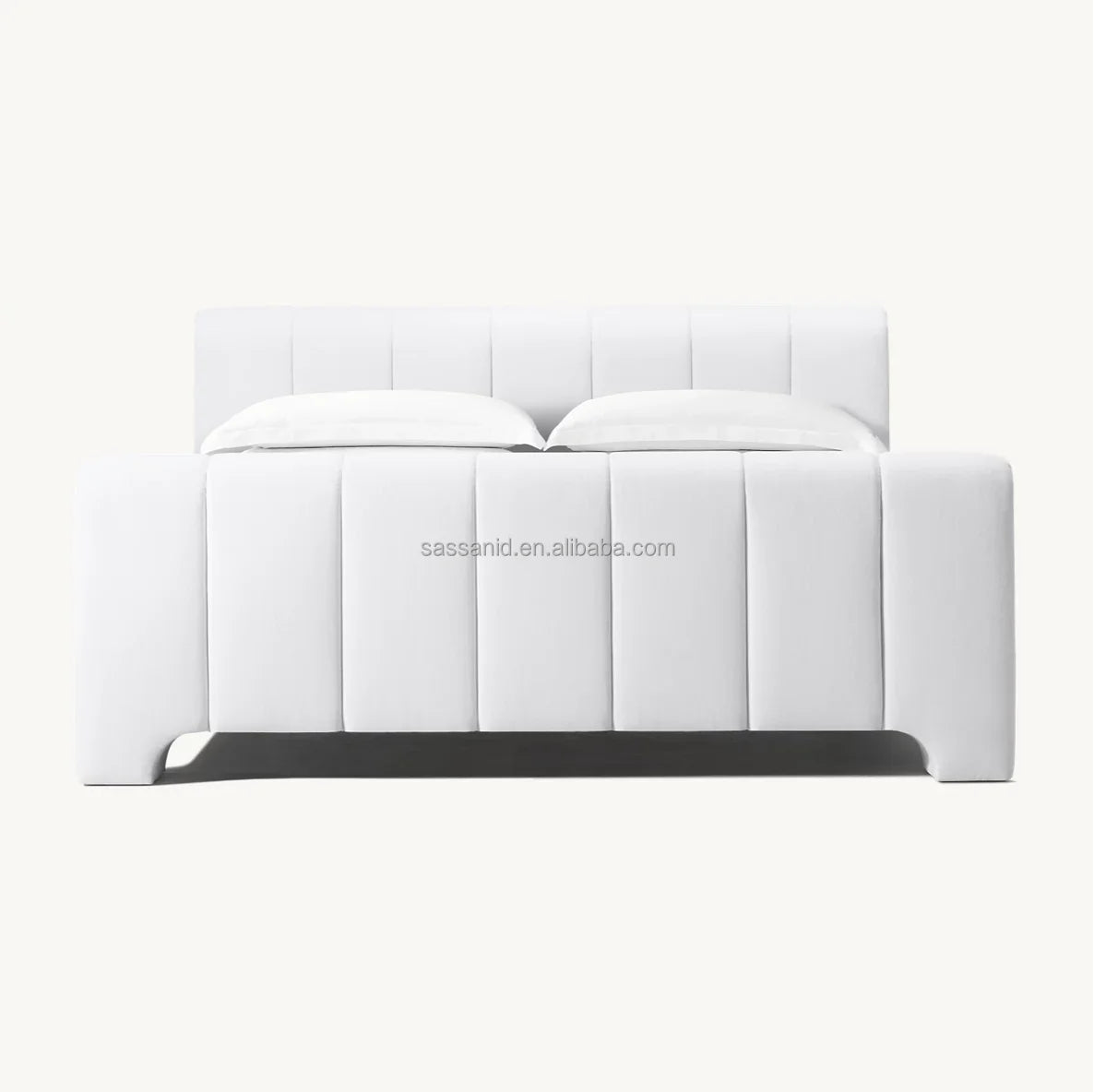 Olivia Fabric Panel Bed – Vertical Channel Upholstered Platform Bed – Contemporary European Design