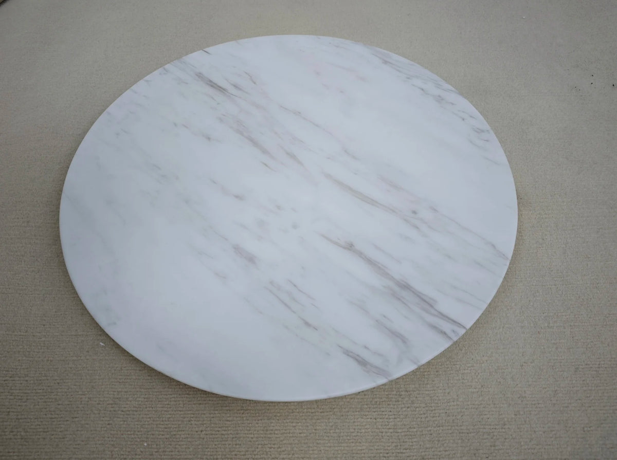 Luxury Round Natural Marble Coffee Table Solid Base Modern Minimalist Italian Style