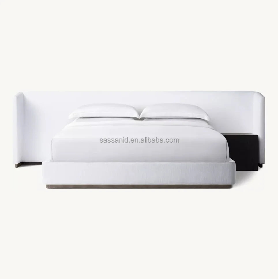 Alessa Fabric Extended Shelter Bed – Contemporary Upholstered Low Profile Bed