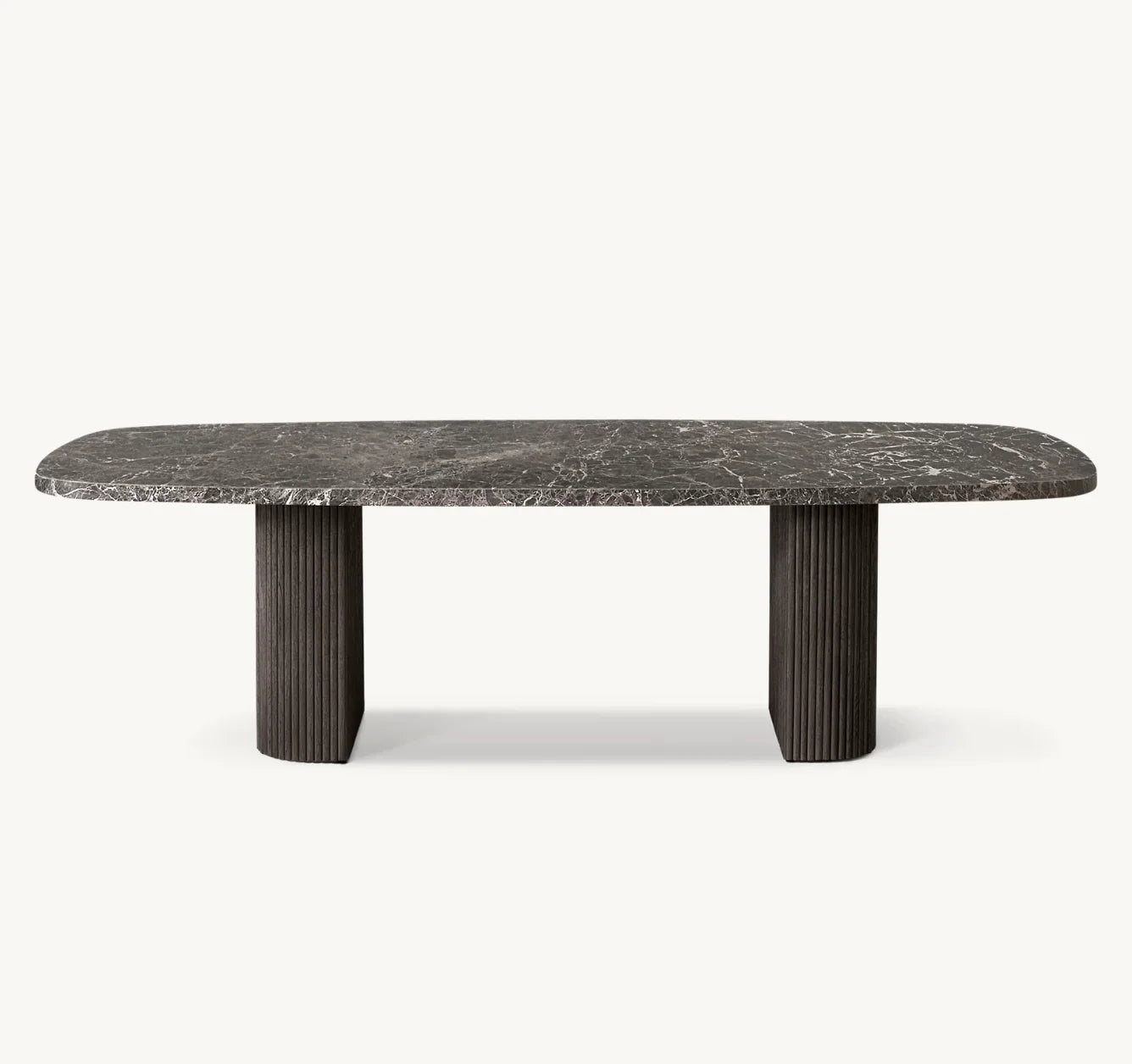 Italian Designer Dining Table – Contemporary Black Emperador Marble and Oak Statement Piece