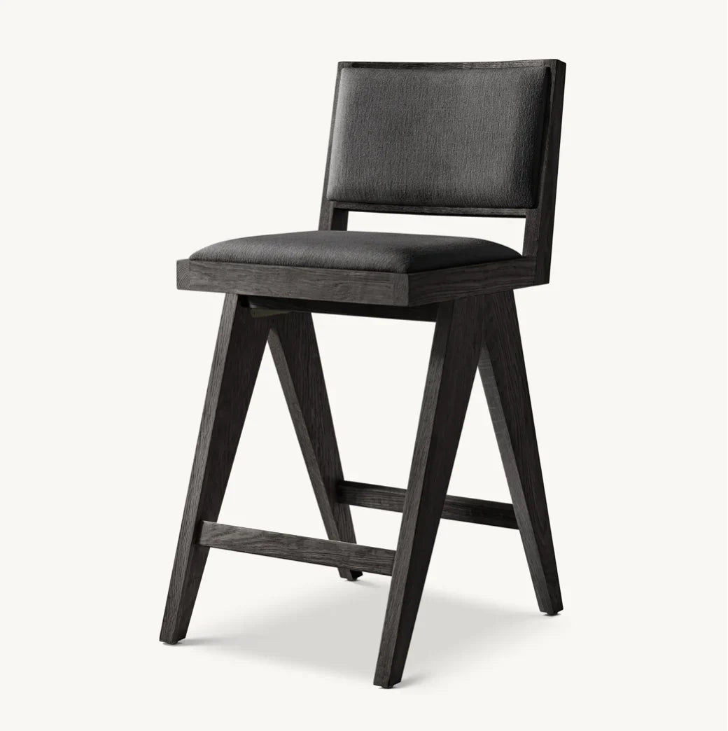 Chandigarh Style Bar Stool – Mid-Century Modern Solid Oak Statement Piece