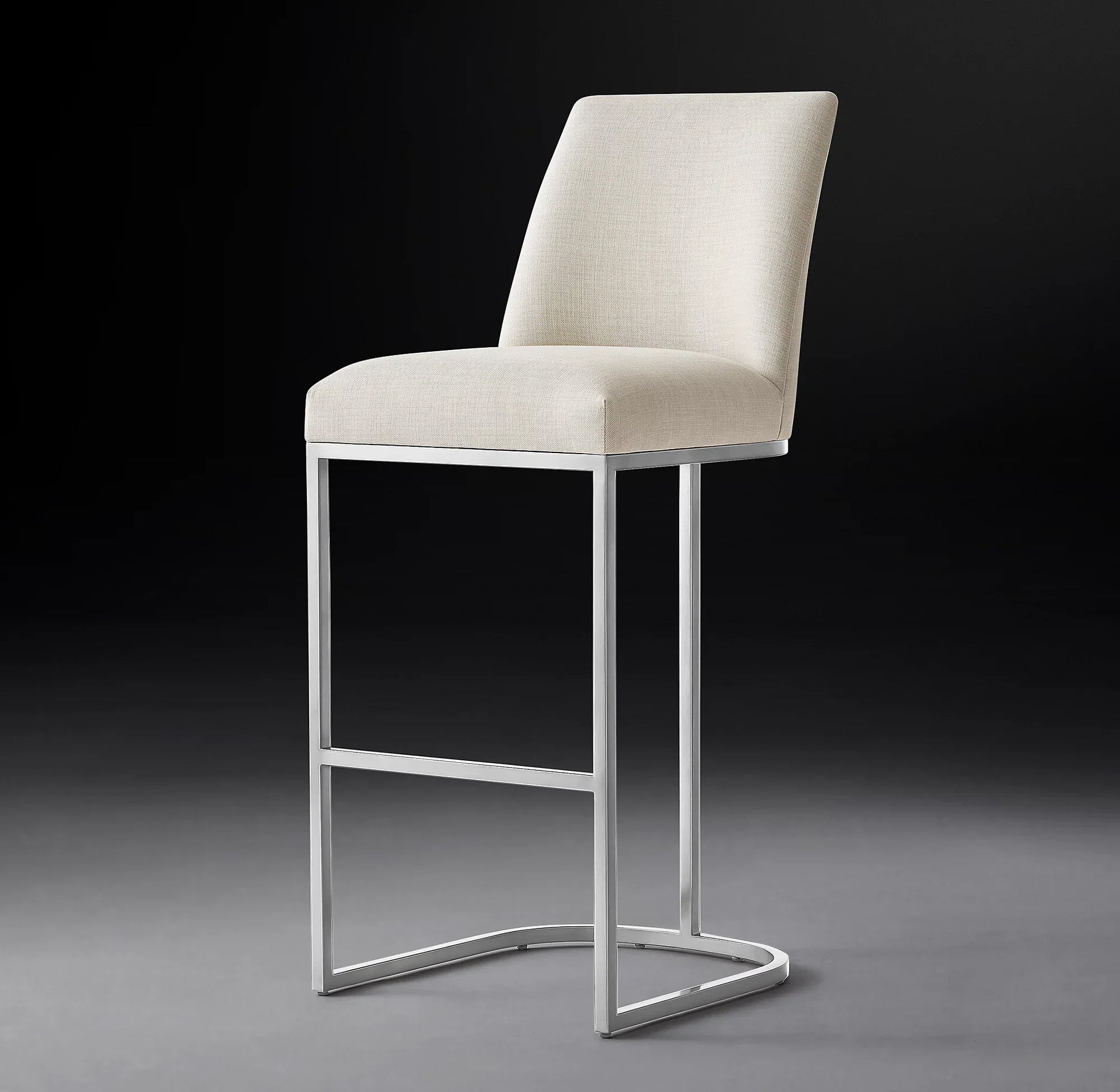 Curved-Back Armless Bar Stool – Contemporary Fabric & Metal Luxury Seating | 1600680837437