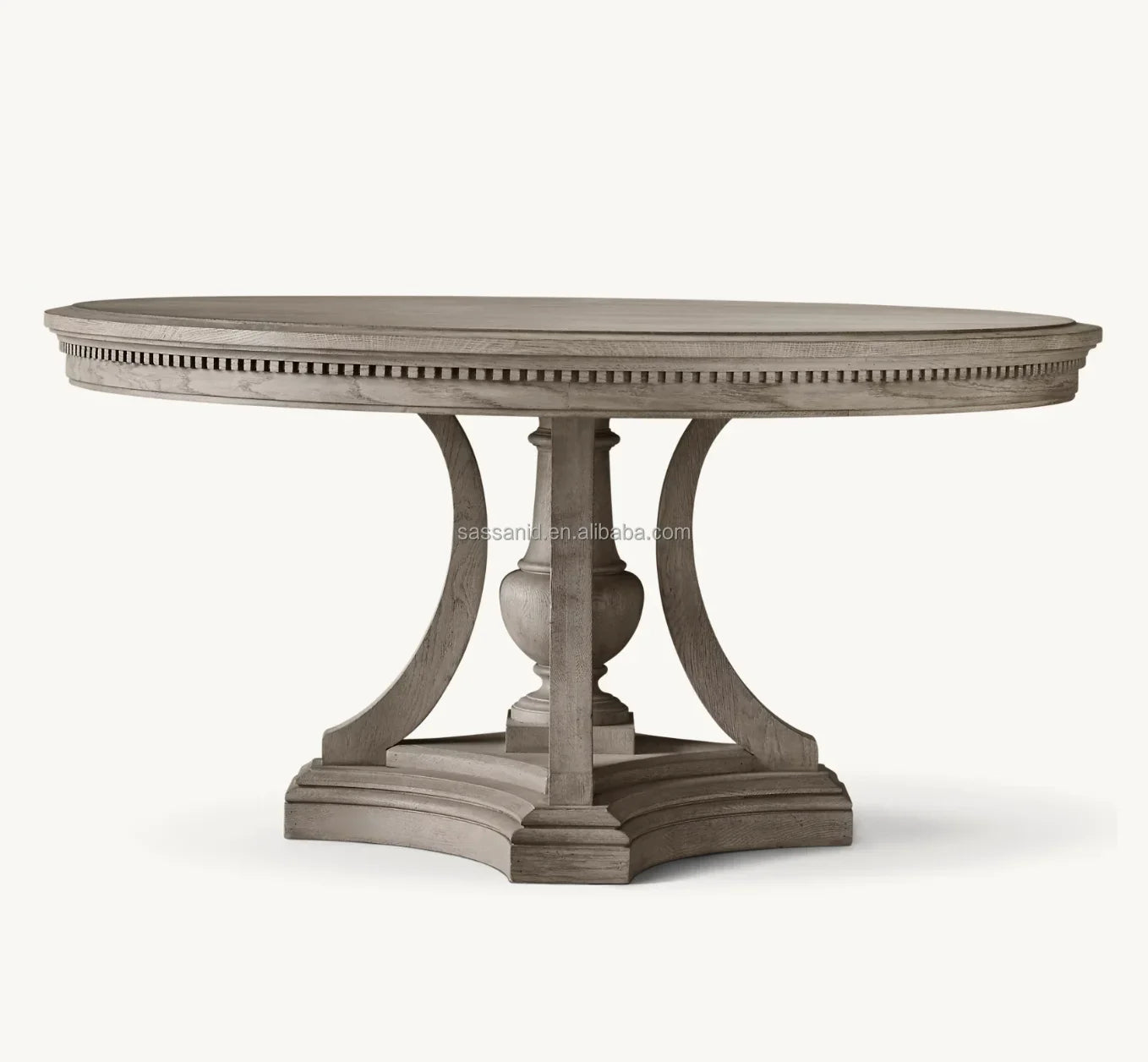 St. James Round Dining Table – Hand-Carved Architectural Hardwood Statement Piece