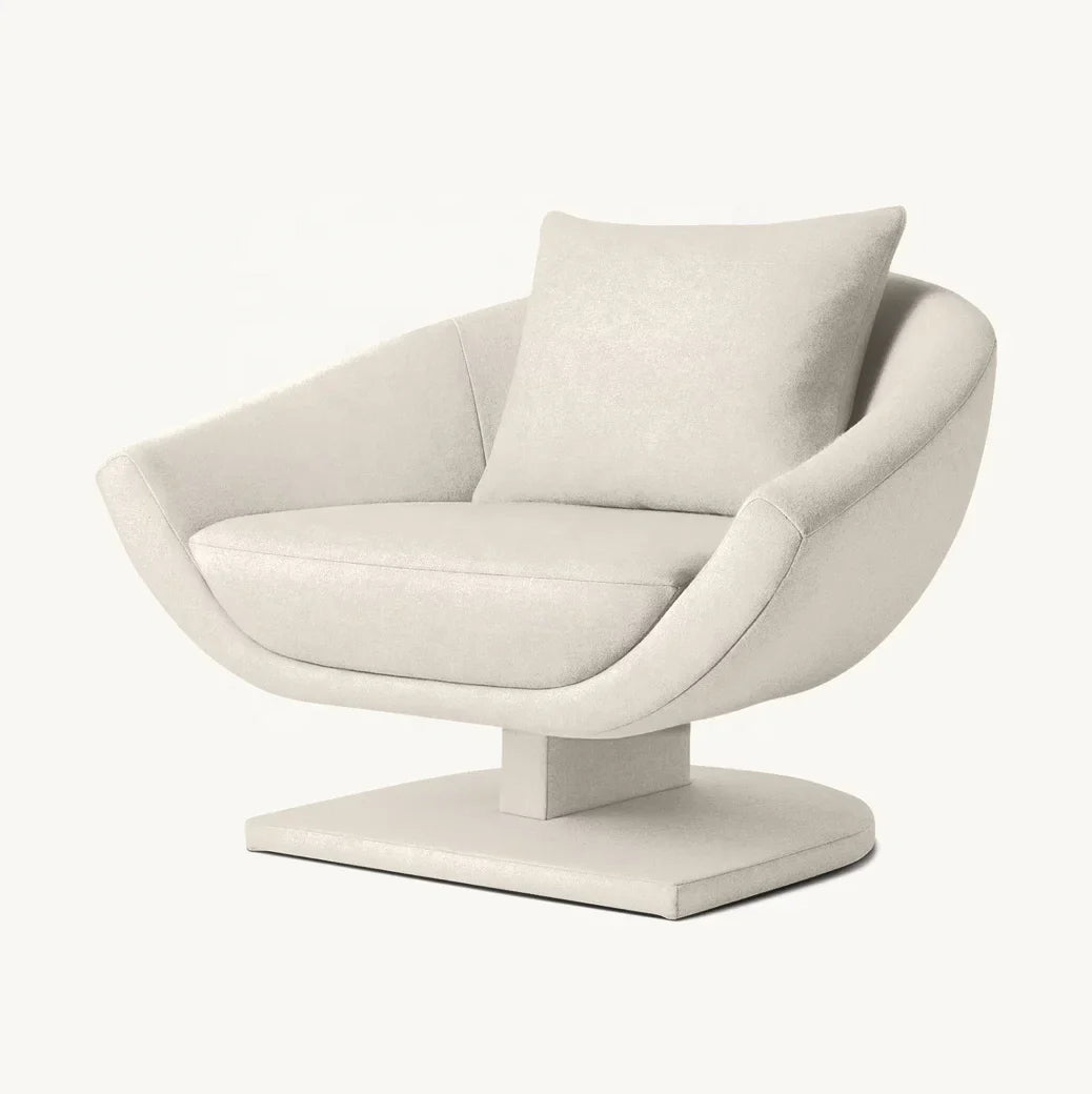 Lounge Chair Shell-like Silhouette – Fully Upholstered Fabric Modern Statement Piece