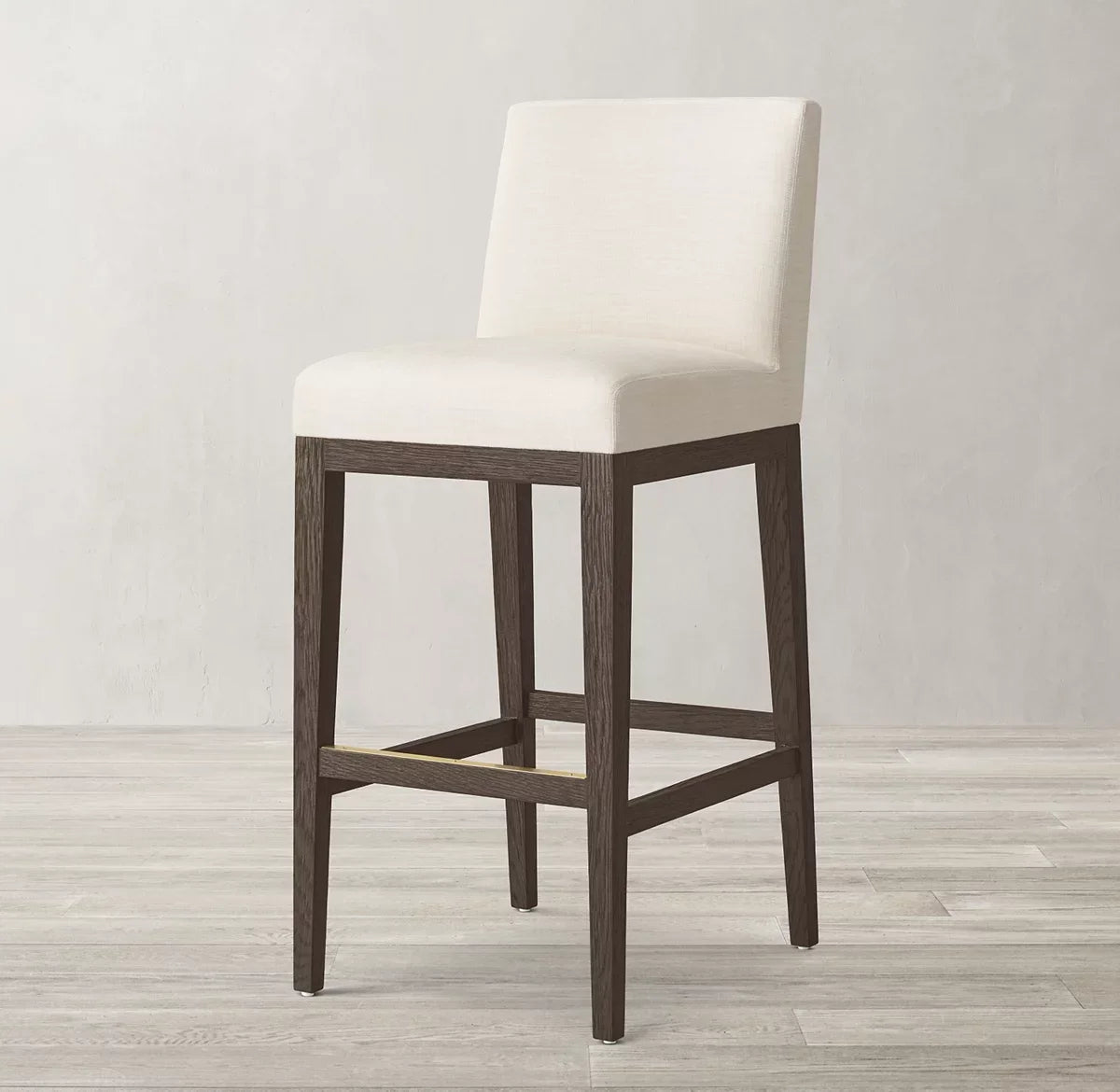 Armless Stool – Midcentury Design Oak and Fabric European Statement Piece