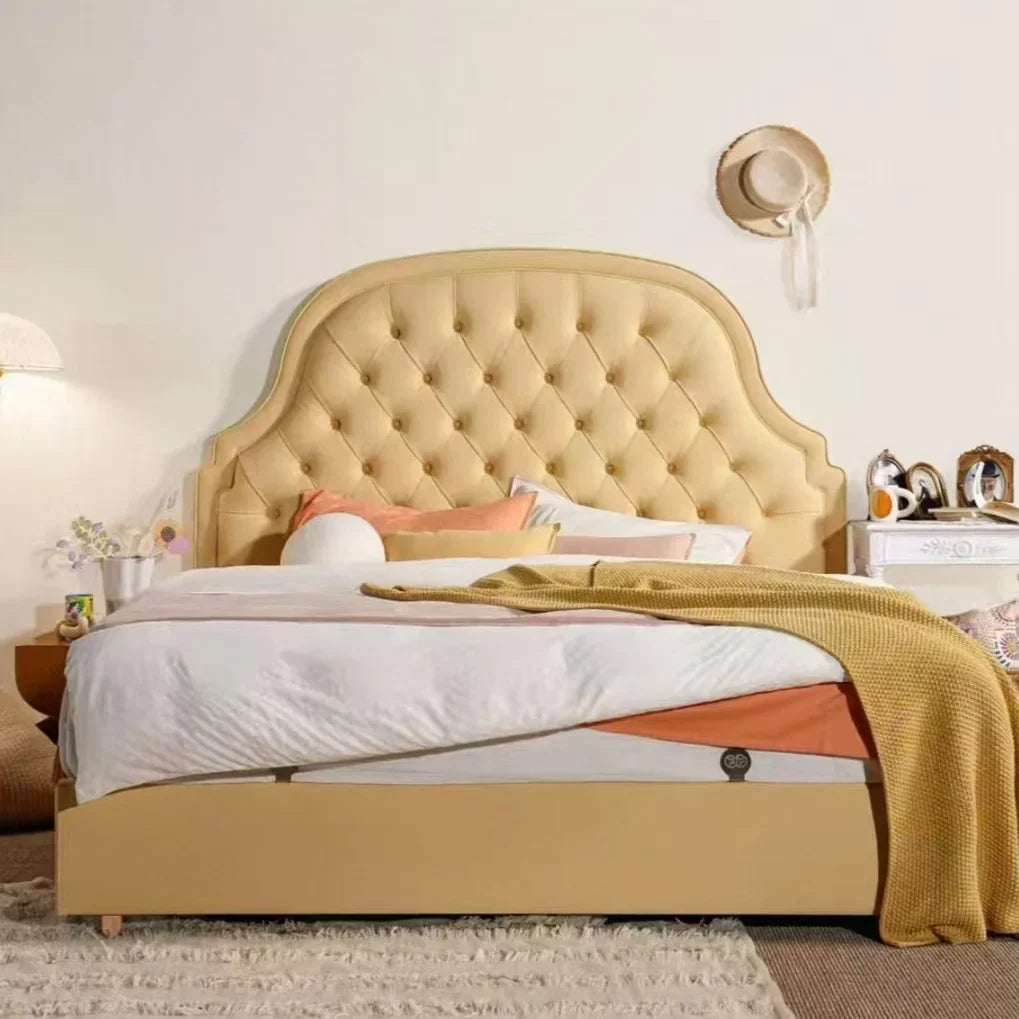 Leather Bed – Button-Tufted French Retro Modern Minimalist Statement Piece