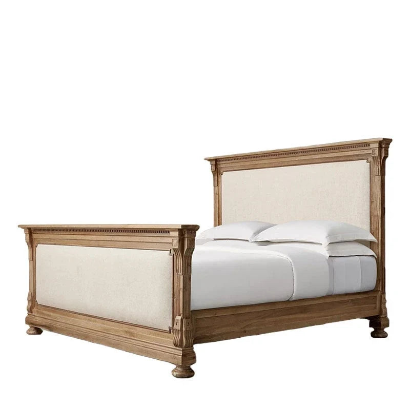 Upholstered Platform Bed – Solid Birch Wood Master Bedroom Statement | 26-171